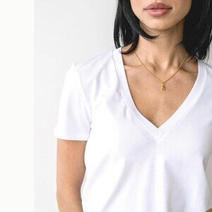 Franc - White Cotton Blend V-Neck T-shirt - Size 4X NWOT